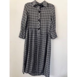 SOLD Zara Basic Black and White Plaid Midi Dress